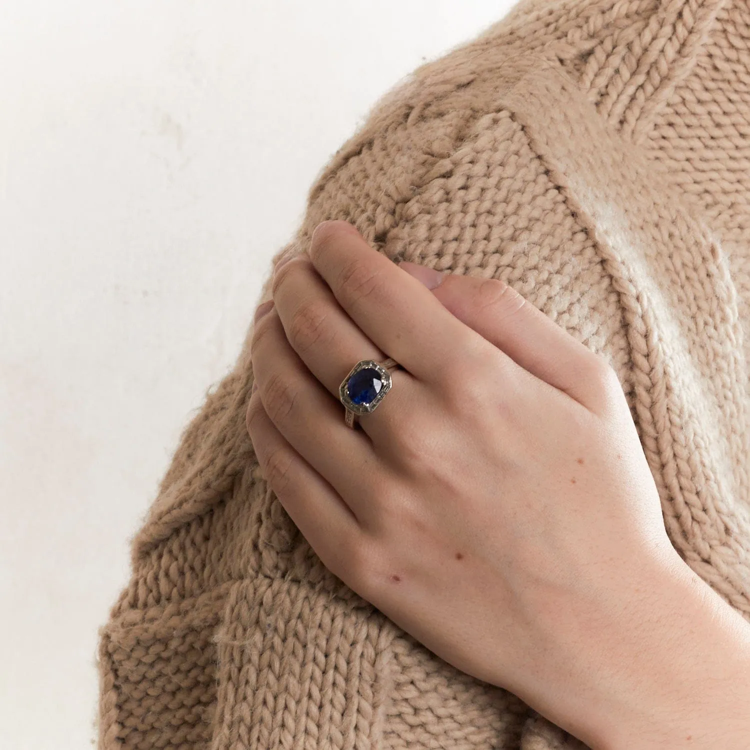 Bague Saphir Diamants baguettes sold by 58 Facettes product image thumbnail 2