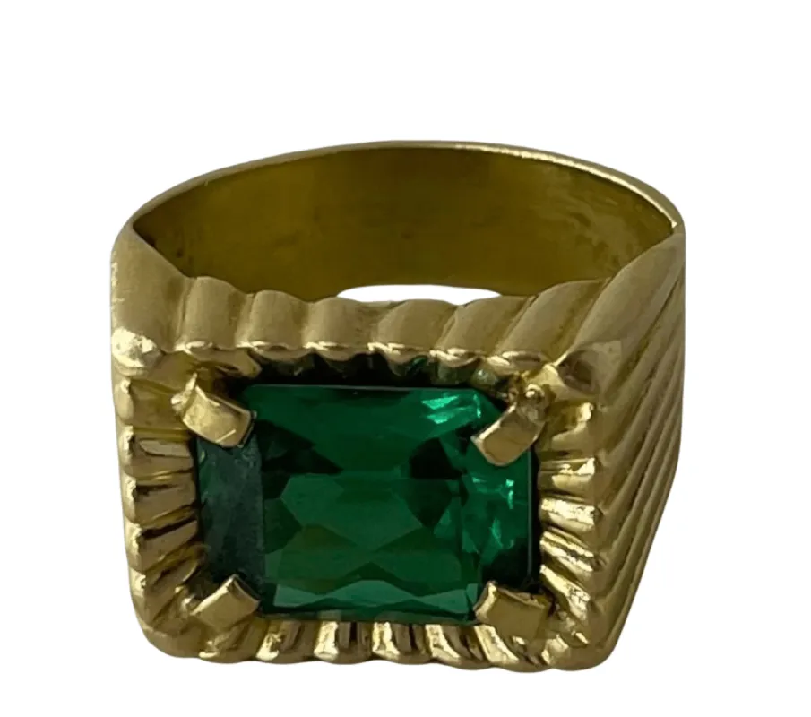 Bague tank or jaune spinelle synthétique sold by 58 Facettes