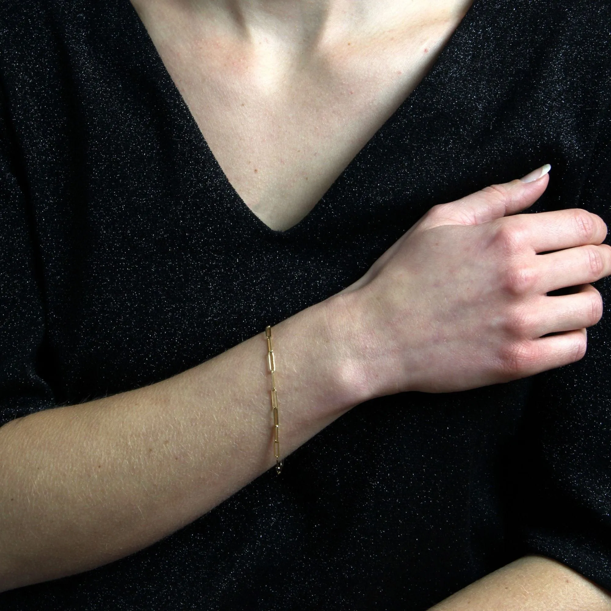 Bracelet fin or jaune maillons rectangulaires sold by 58 Facettes product image thumbnail 2