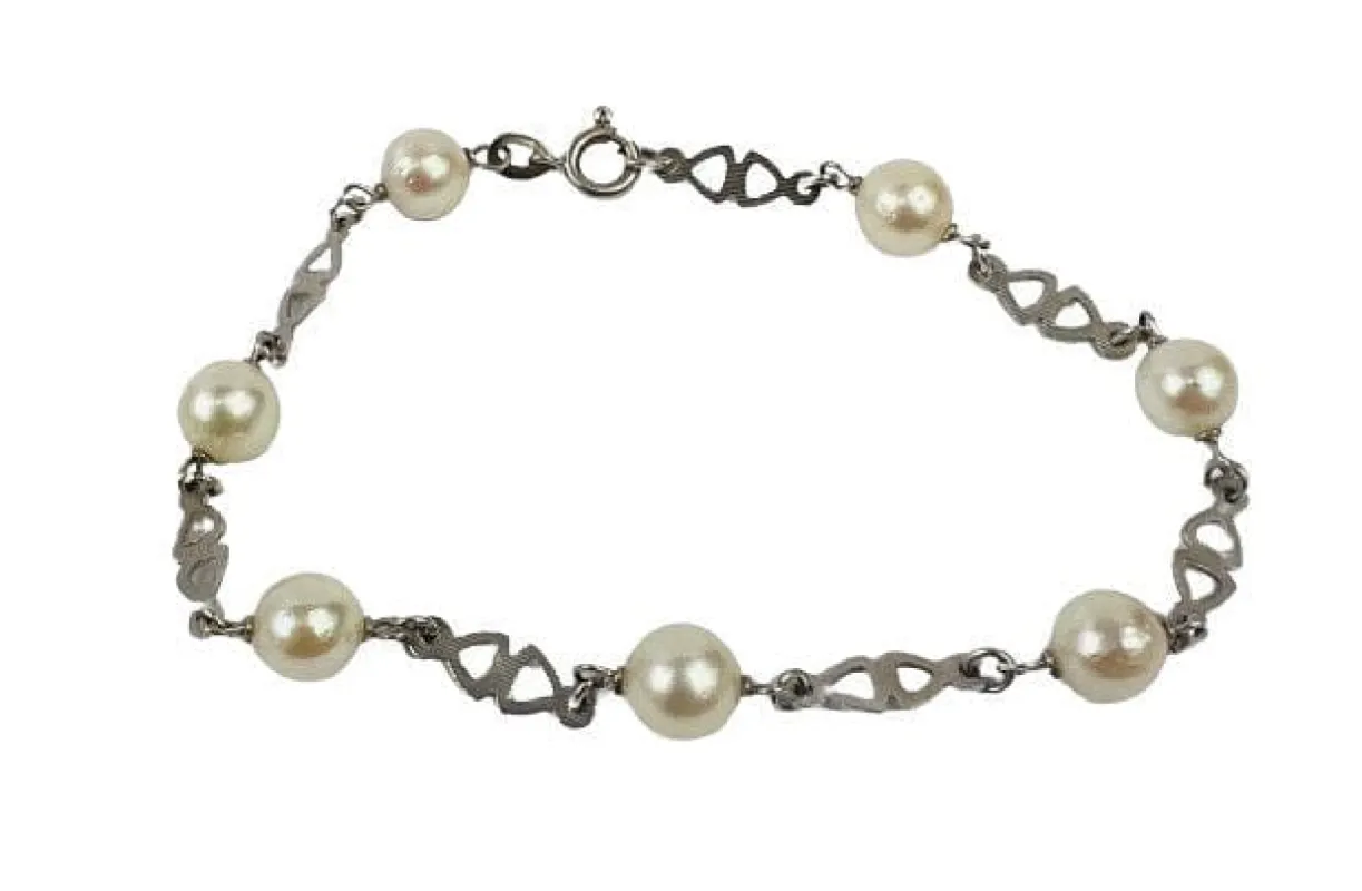 Bracelet Or Blanc Perles de Cultures sold by 58 Facettes