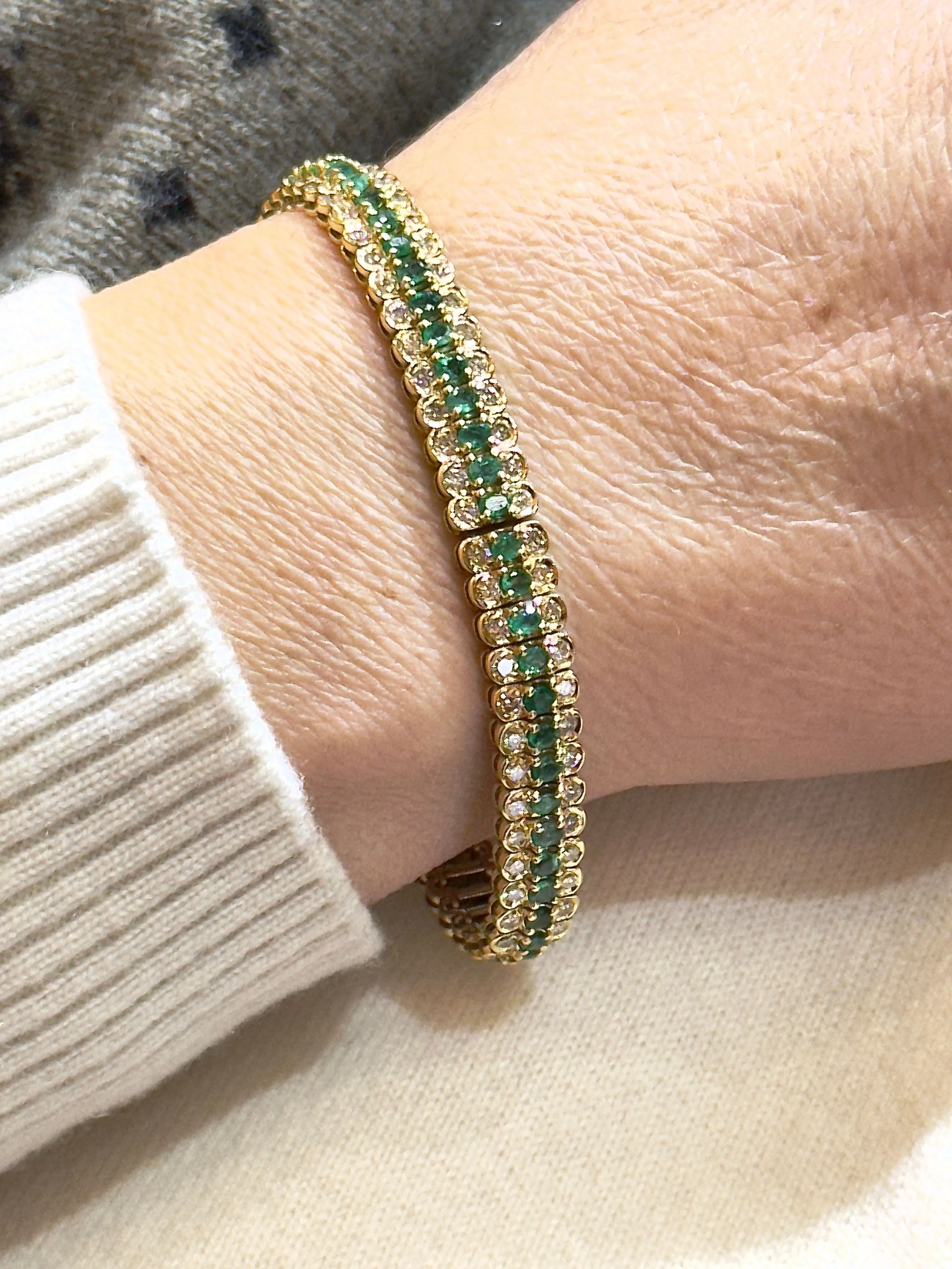 Bracelet or jaune, émeraudes et diamants sold by 58 Facettes product image thumbnail 5