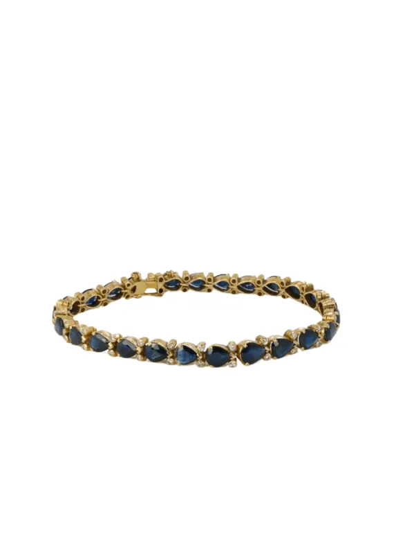 Bracelet vintage en or, saphirs taillés en poire et diamants sold by 58 Facettes