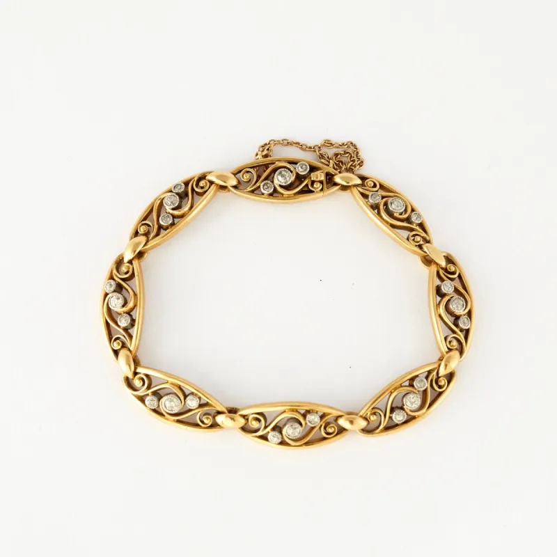 Bracelet filigrane or jaune et diamants sold by 58 Facettes