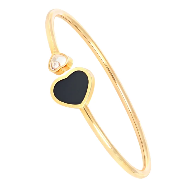 CHOPARD - Bracelet Happy Hearts Or rose Onyx et Diamants sold by 58 Facettes