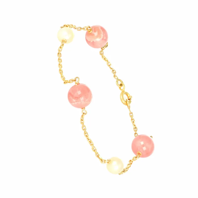 Bracelet Or Jaune Perle et Rhodochrosite sold by 58 Facettes