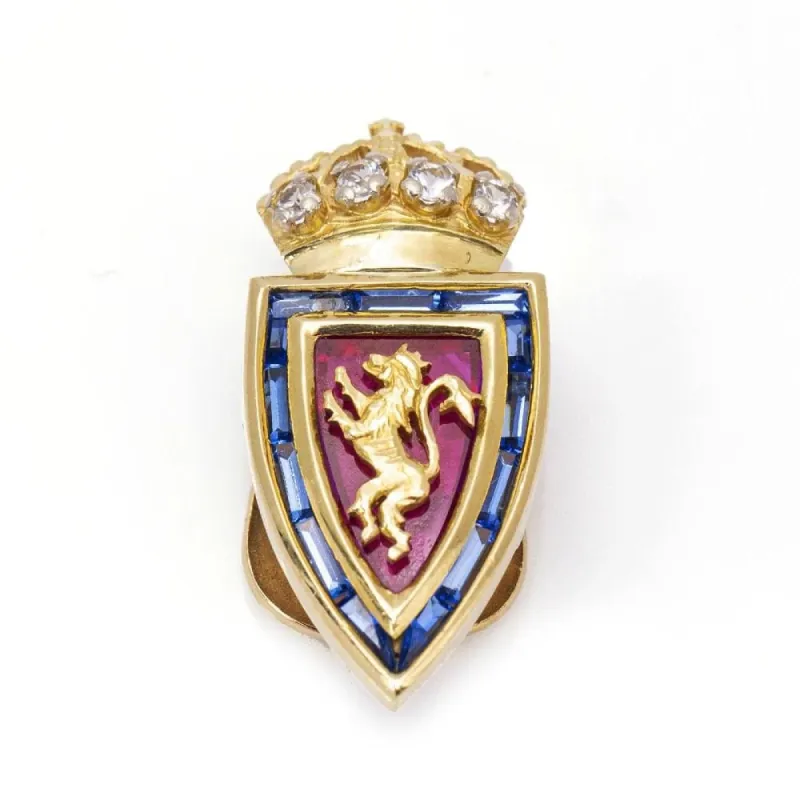 Bouclier FC Zaragoza Or jaune Diamants Rubi Saphirs sold by 58 Facettes