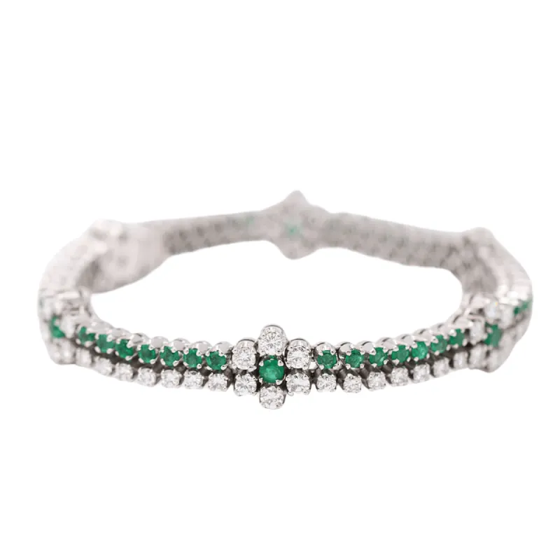 Bracelet Or blanc Émeraudes Diamants sold by 58 Facettes