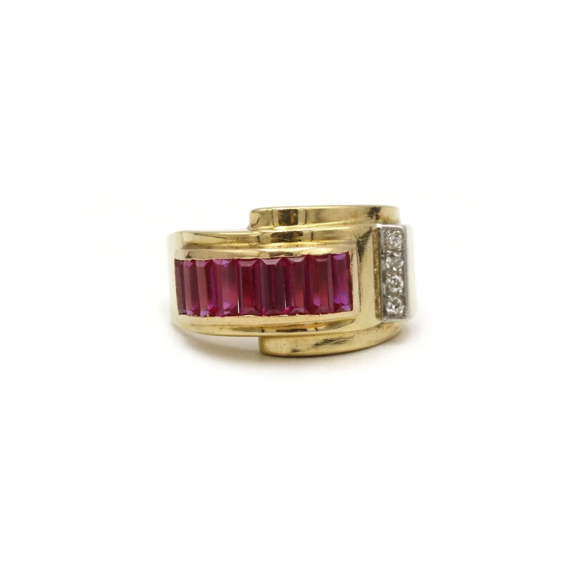 Bague TANK Or jaune Rubis Diamants sold by 58 Facettes