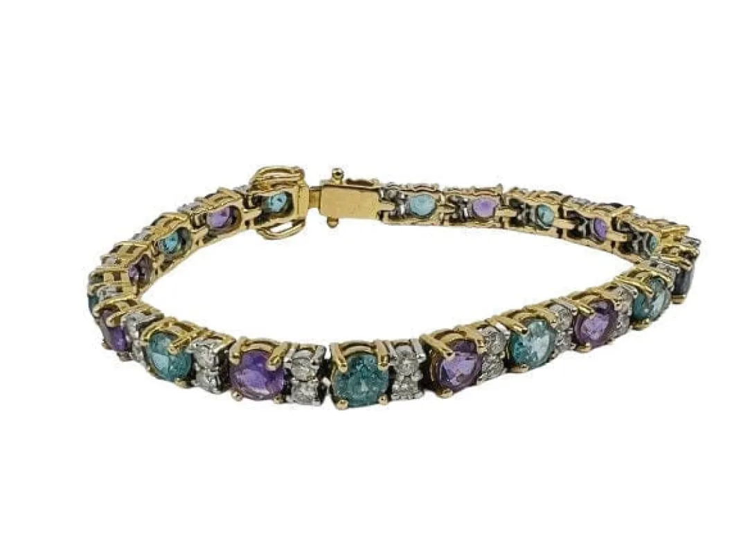 Bracelet Rivière Améthyste Diamants Or jaune sold by 58 Facettes