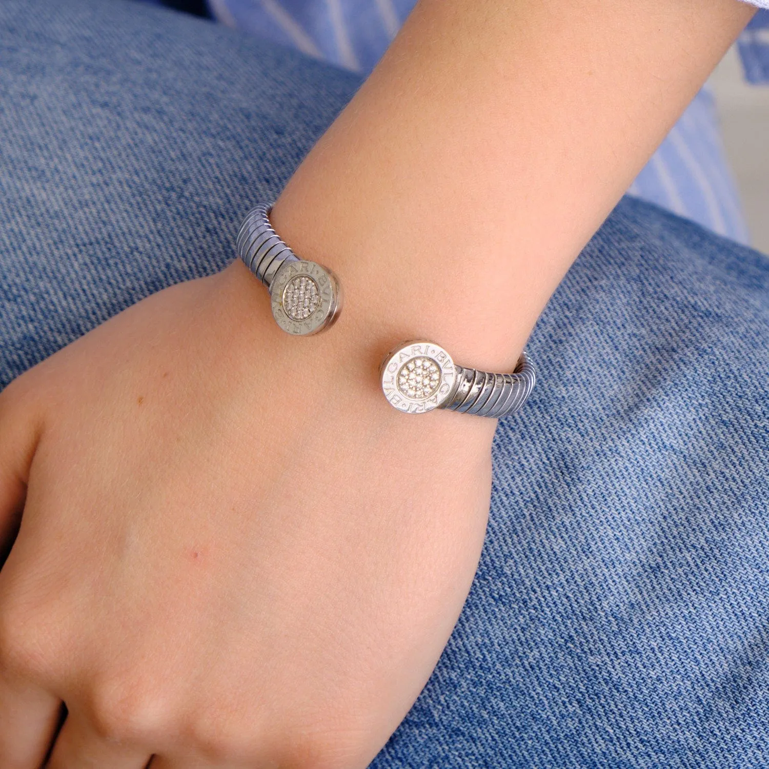 BULGARI - Bracelet ouvert or gris et diamants sold by 58 Facettes product image thumbnail 3