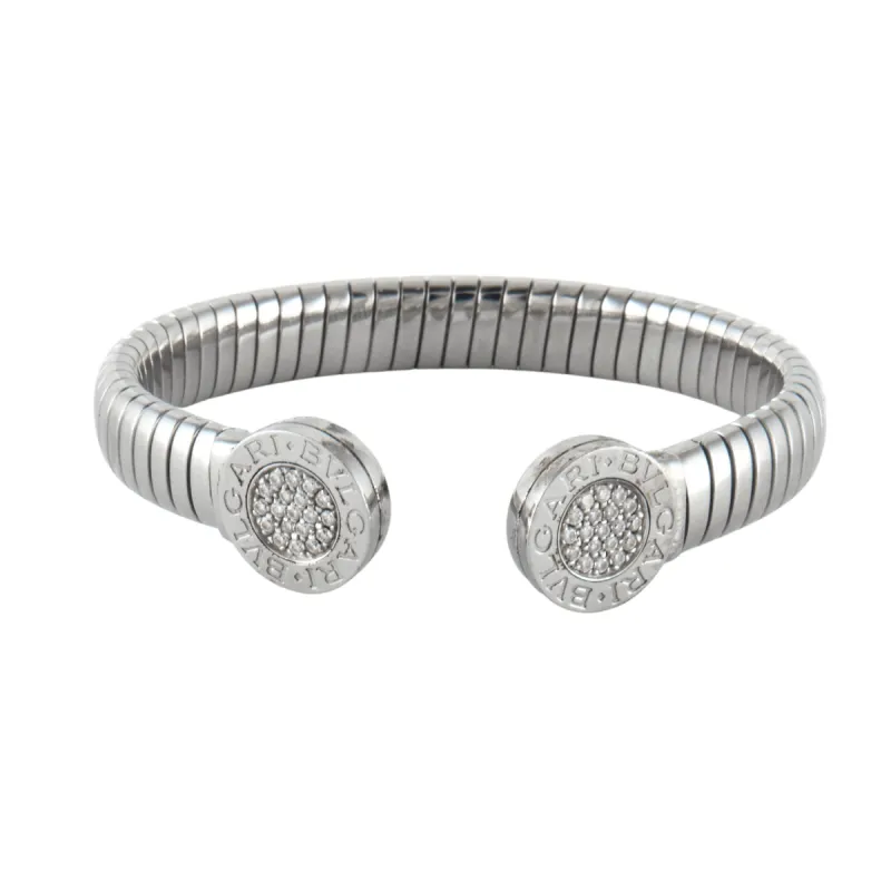 BULGARI - Bracelet ouvert or gris et diamants sold by 58 Facettes
