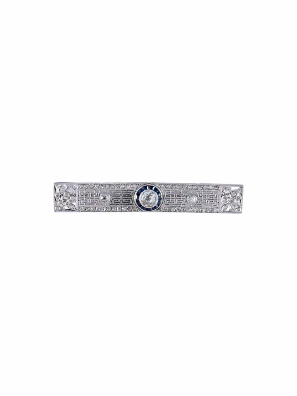 Broche Barrette Art Déco Diamants Saphirs sold by 58 Facettes