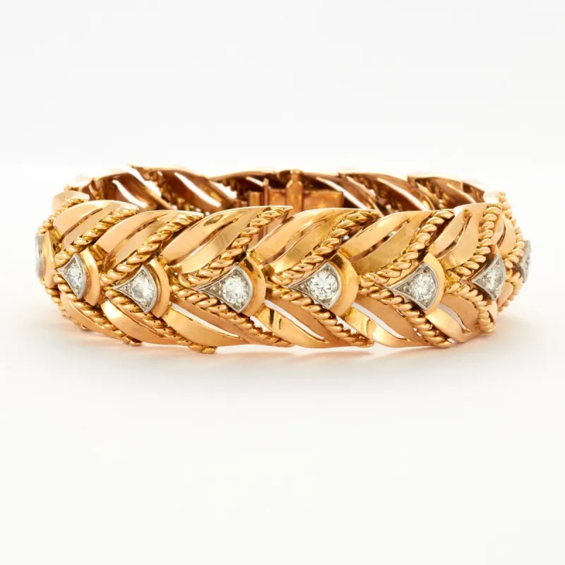 Bracelet Platine, Or Jaune et Diamants sold by 58 Facettes