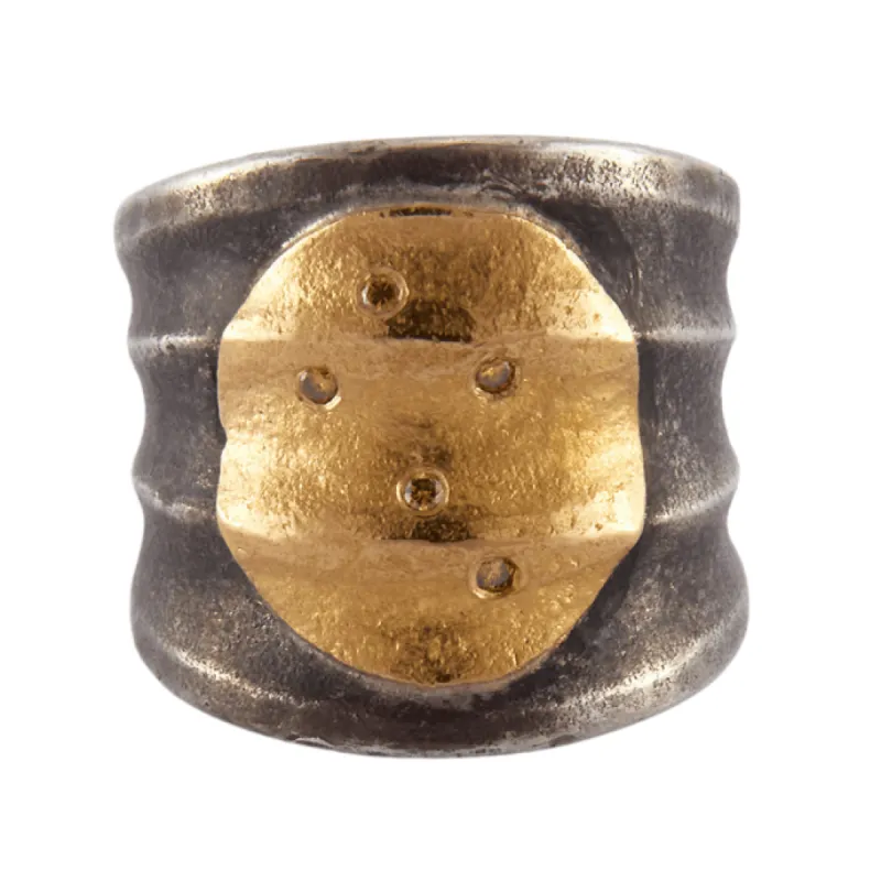 Bague d'archer Argent et Or fin Diamants sold by 58 Facettes