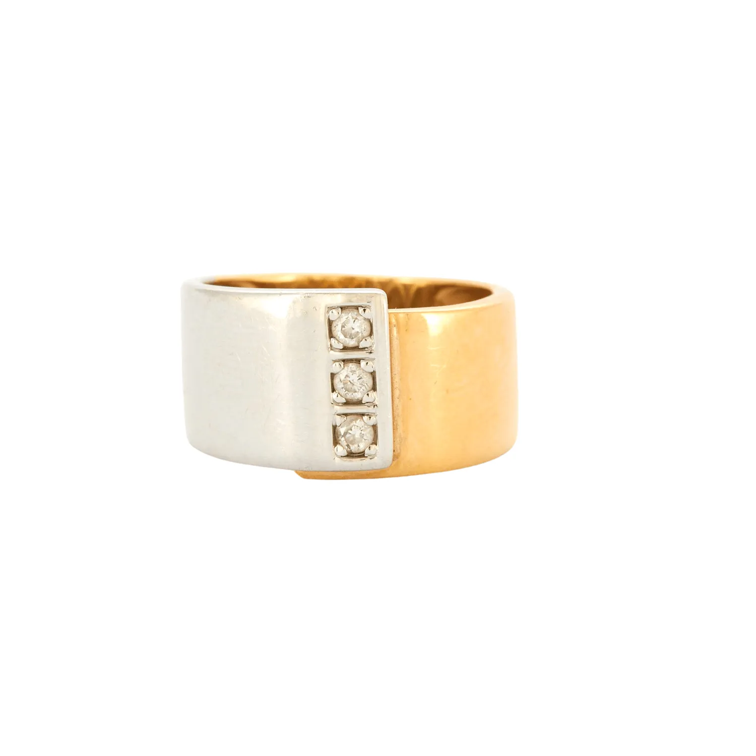 Bague Bandeau Or Jaune Or Gris et Diamants sold by 58 Facettes