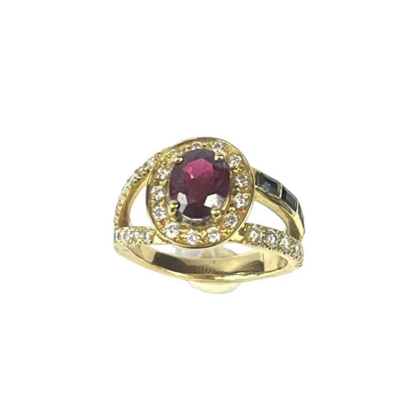 Bague Or jaune Rubis Diamants Saphir sold by 58 Facettes