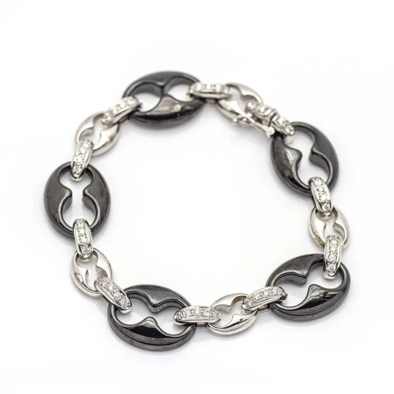 Bracelet Or blanc Diamants Céramique noire sold by 58 Facettes