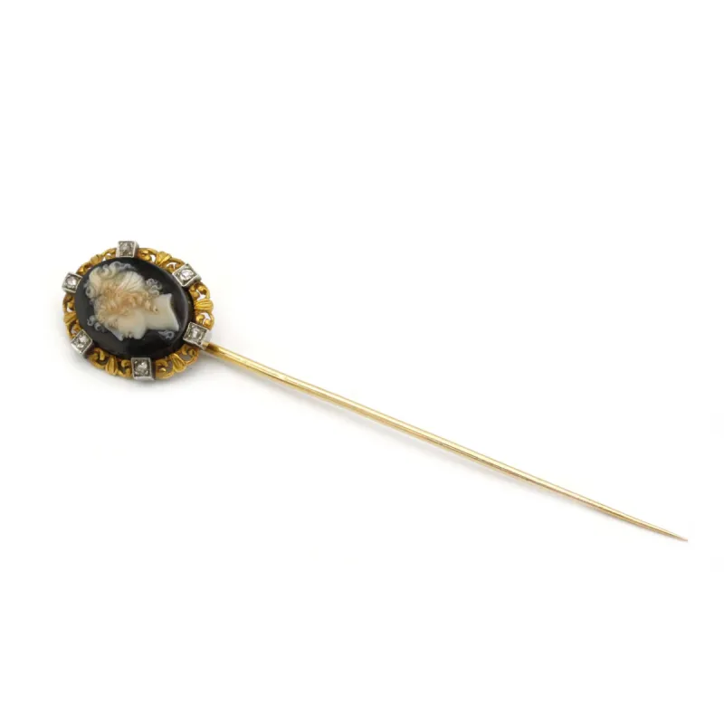 Epingle à Cravate - Or, Platine, Camée et Diamants sold by 58 Facettes