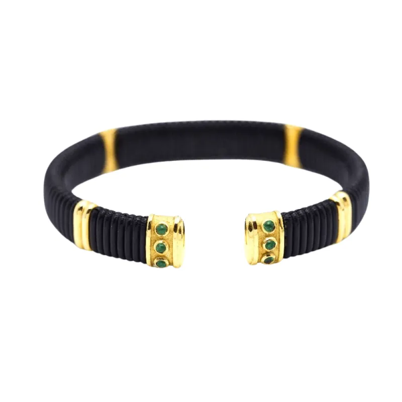 Bracelet Caoutchouc Or et Émeraudes sold by 58 Facettes