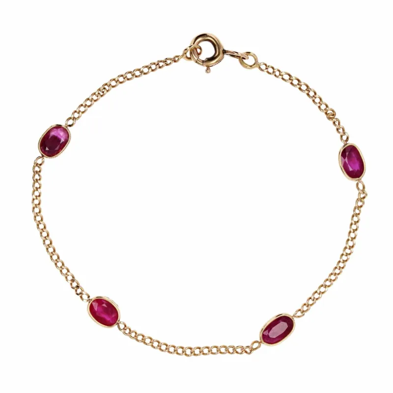 Bracelet rubis et chaine en or sold by 58 Facettes
