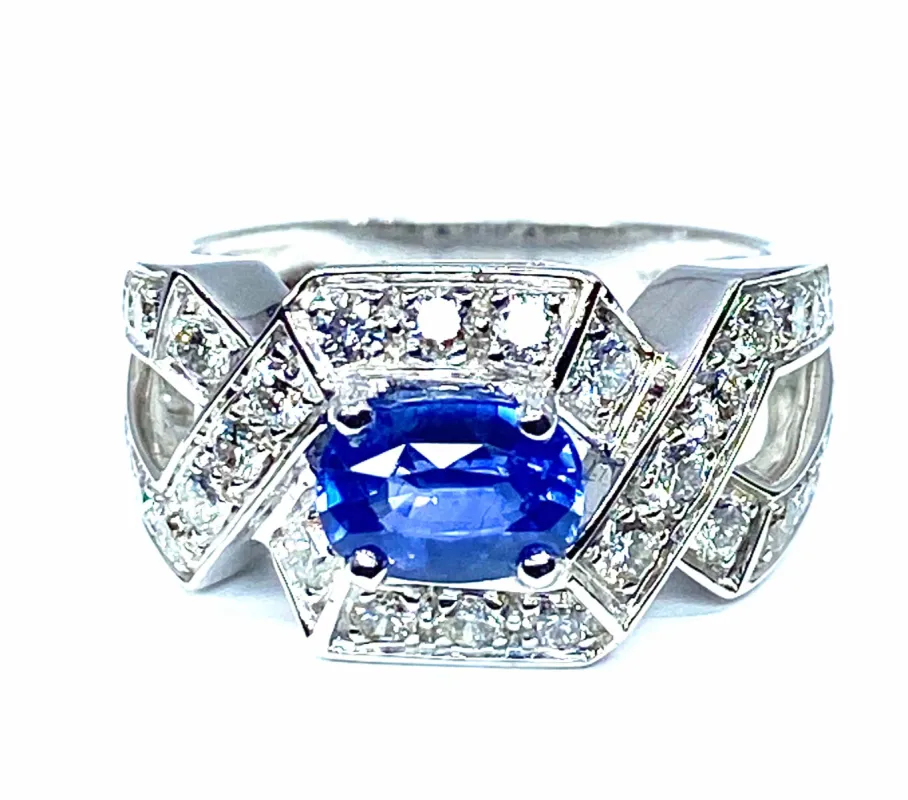 Bague bandeau saphir Ceylan diamants sold by 58 Facettes