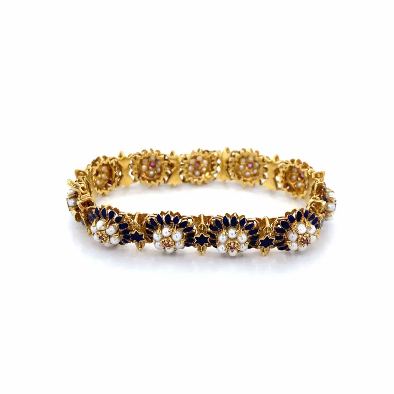 Bracelet Or Email Perle Rubis made by 58 Facettes