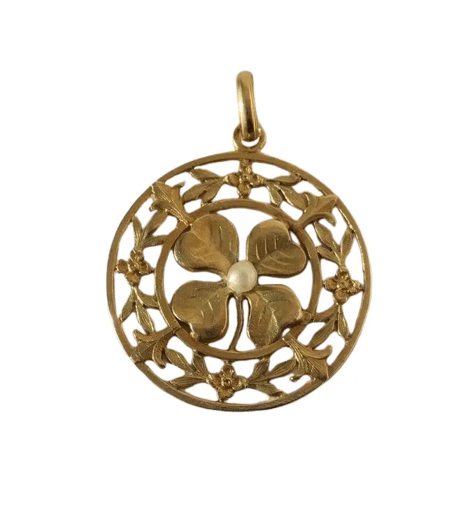 Pendentif Art Nouveau trèfle chance or sold by 58 Facettes