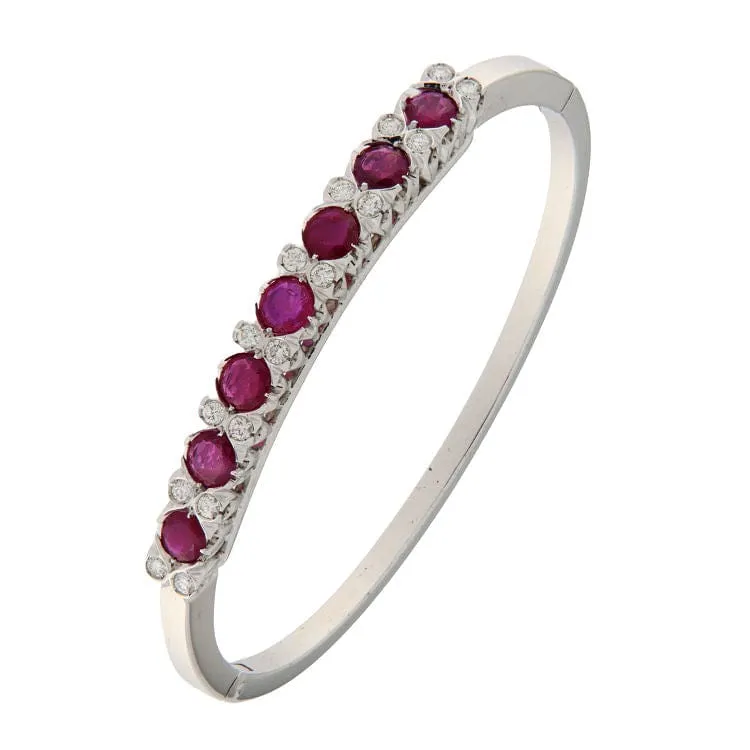 Bracelet rigide Or blanc Diamants Rubis sold by 58 Facettes
