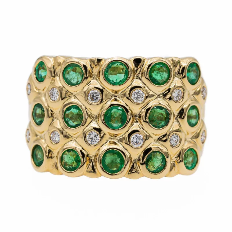 Bague Bandeau Or jaune Emeraude sold by 58 Facettes