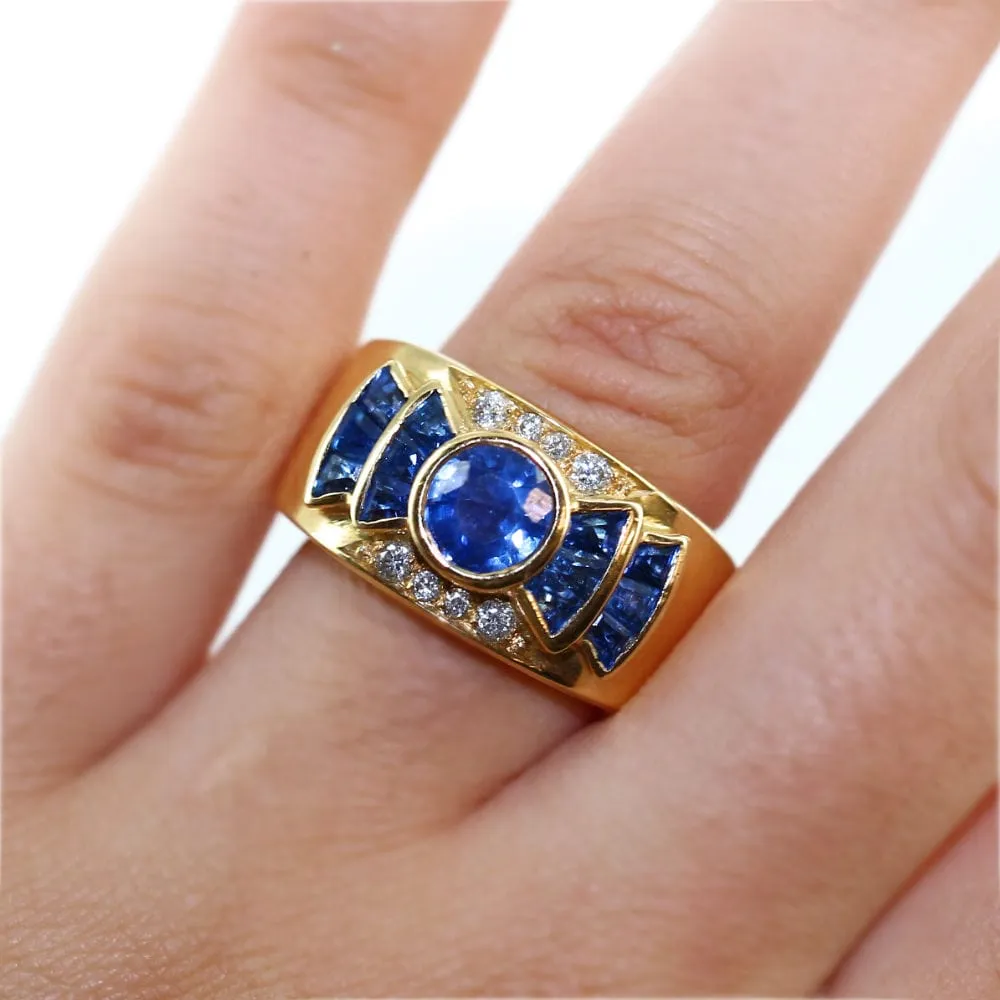 Bague tank saphirs et diamants sold by 58 Facettes product image thumbnail 2