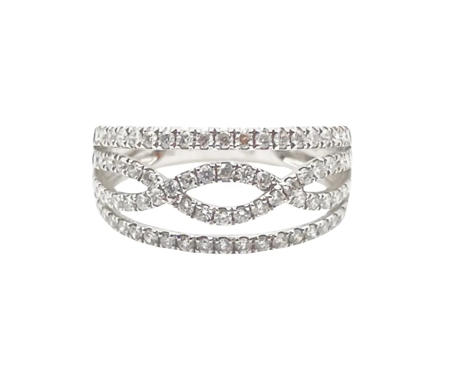 Bague bandeau Or blanc Diamants sold by 58 Facettes