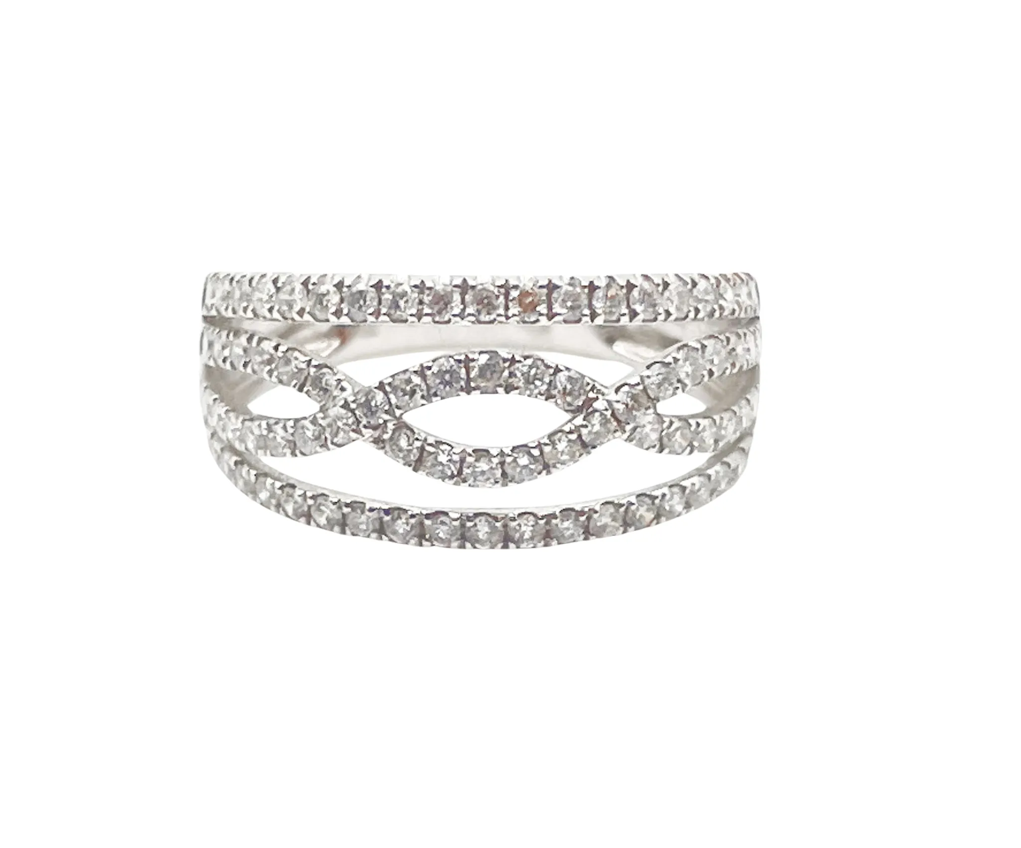 Bague bandeau Or blanc Diamants sold by 58 Facettes