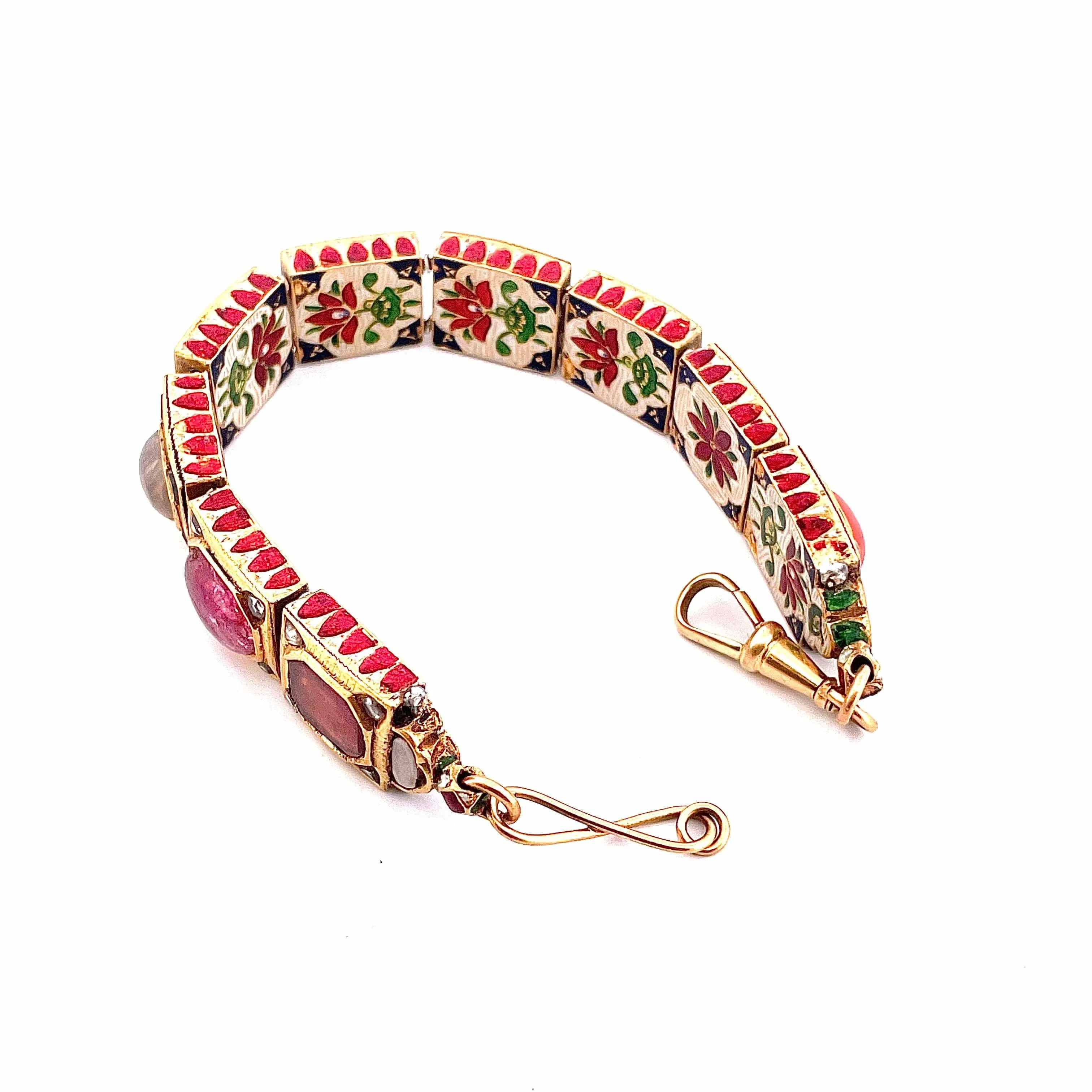 Bracelet ancien or 18 carats multi-pierre fines et diamants sold by 58 Facettes product image thumbnail 3