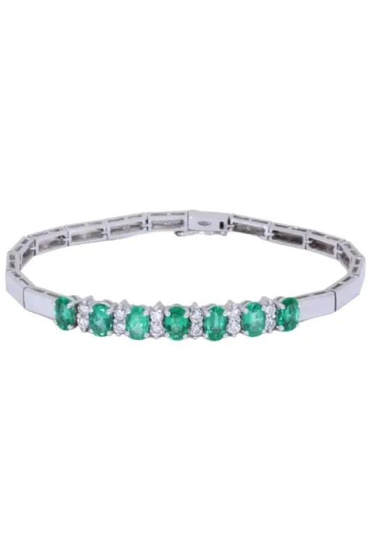 BRACELET ARTICULÉ ÉMERAUDES ET DIAMANTS sold by 58 Facettes