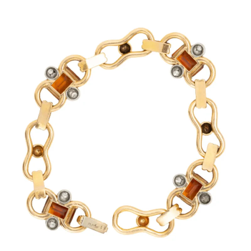 Bracelet Or Platine Diamants et Quartz citrine sold by 58 Facettes