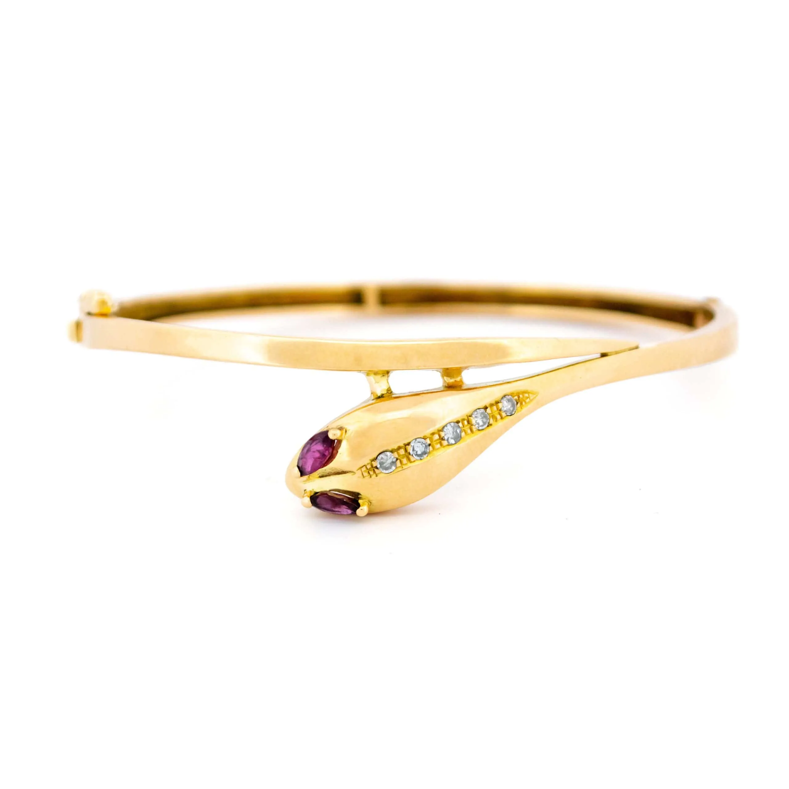 Bracelet serpent en or 14 carats avec rubis et diamants sold by 58 Facettes