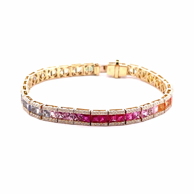 Bracelet rainbow or jaune saphirs et diamants sold by 58 Facettes