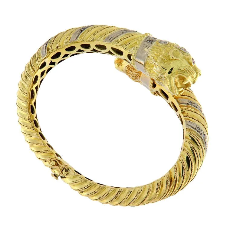 Bracelet rigide en or jaune avec diamants et rubis sold by 58 Facettes product image thumbnail 3