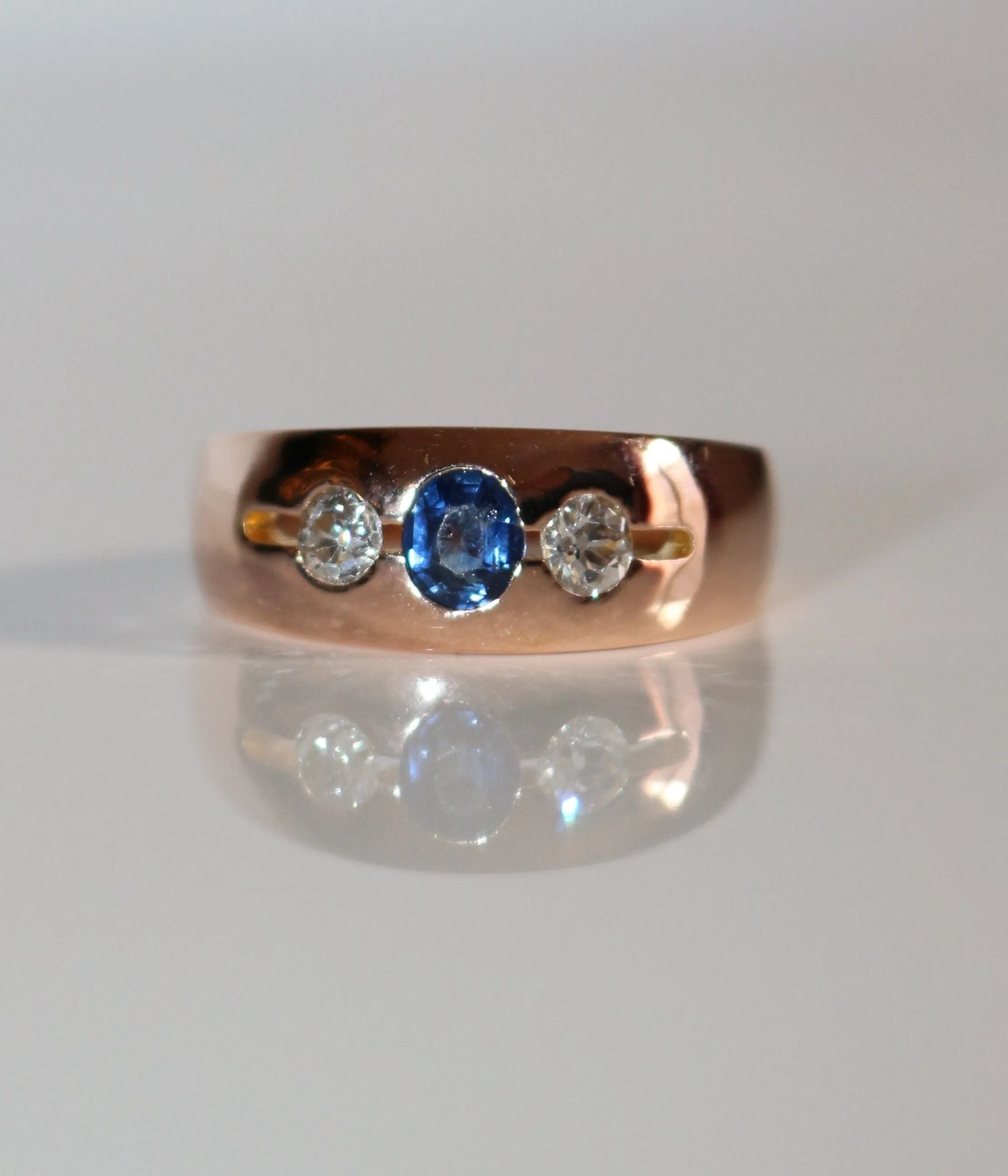 Bague Bandeau Or Rose Saphir Et Diamants sold by 58 Facettes product image thumbnail 3