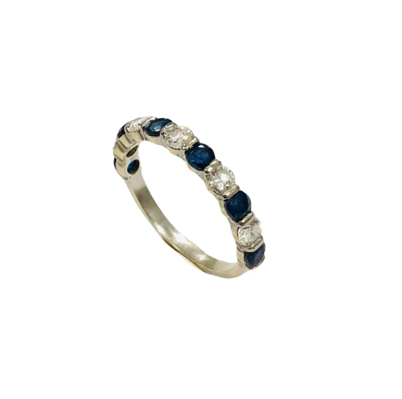 Bague demi-tour Saphirs Diamants Or sold by 58 Facettes