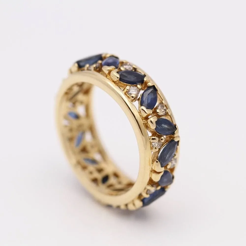Gold Ring with Sapphires and Diamonds sold by 58 Facettes product image thumbnail 2