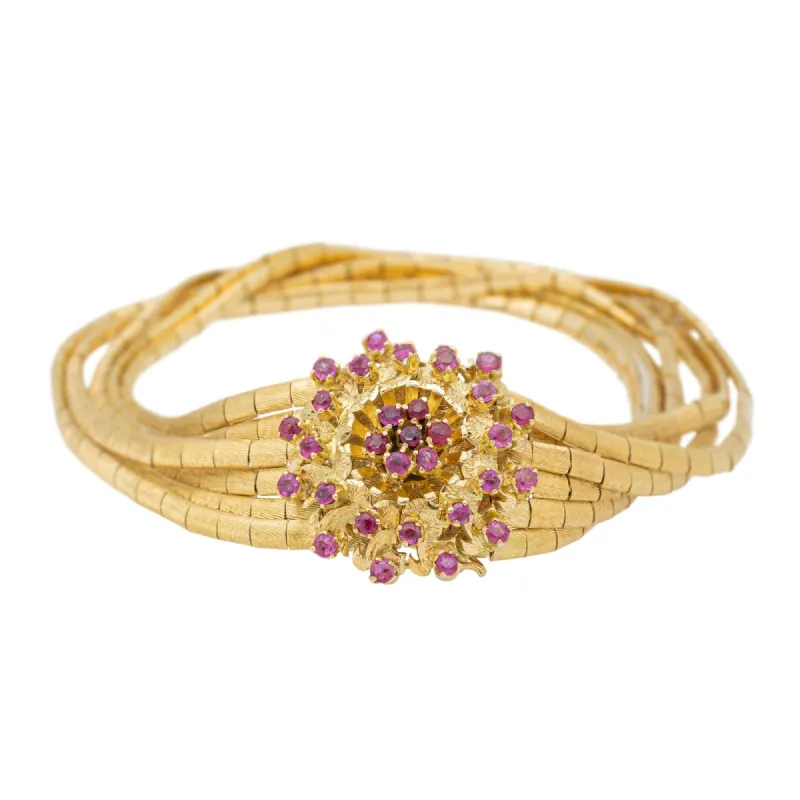 Bracelet Fleur Or jaune Rubis sold by 58 Facettes