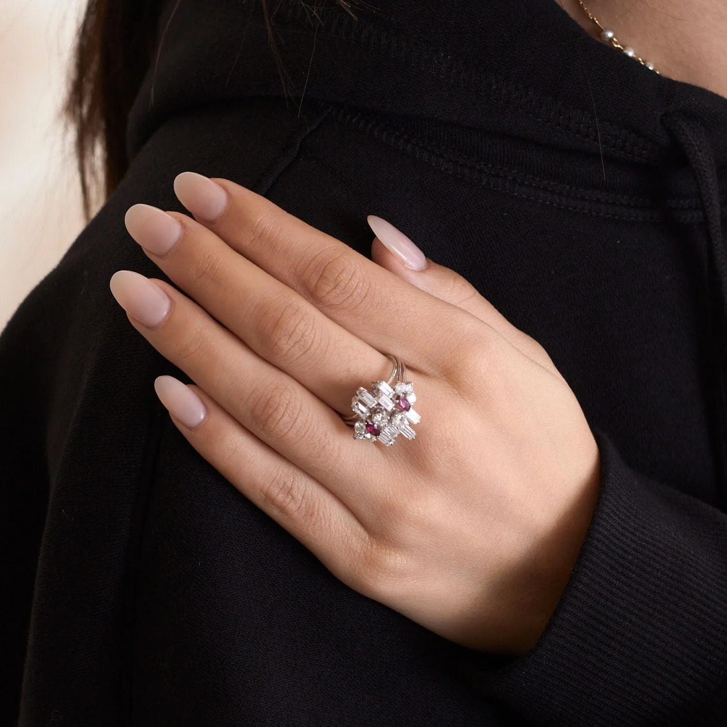 Bague Diamants taille baguette Rubis sold by 58 Facettes product image thumbnail 2