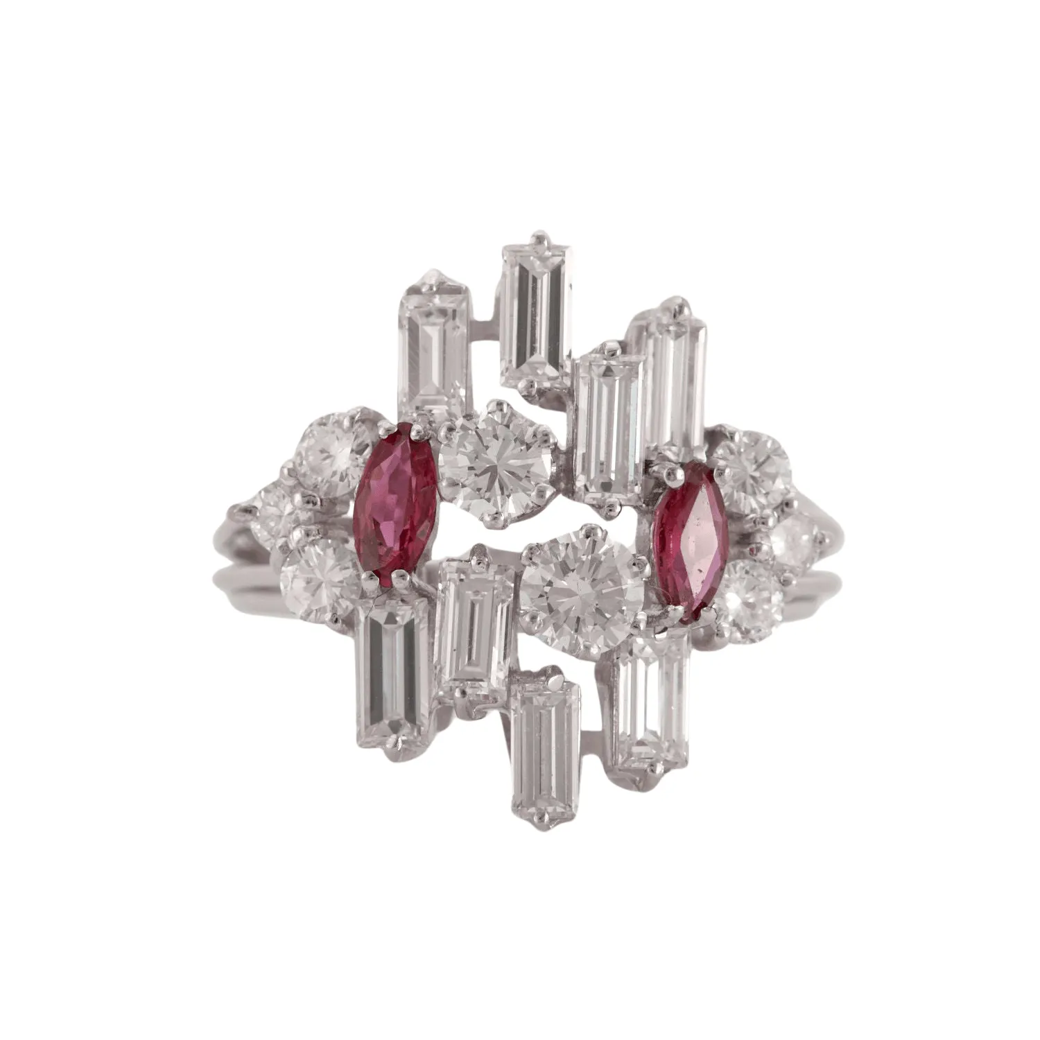 Bague Diamants taille baguette Rubis sold by 58 Facettes