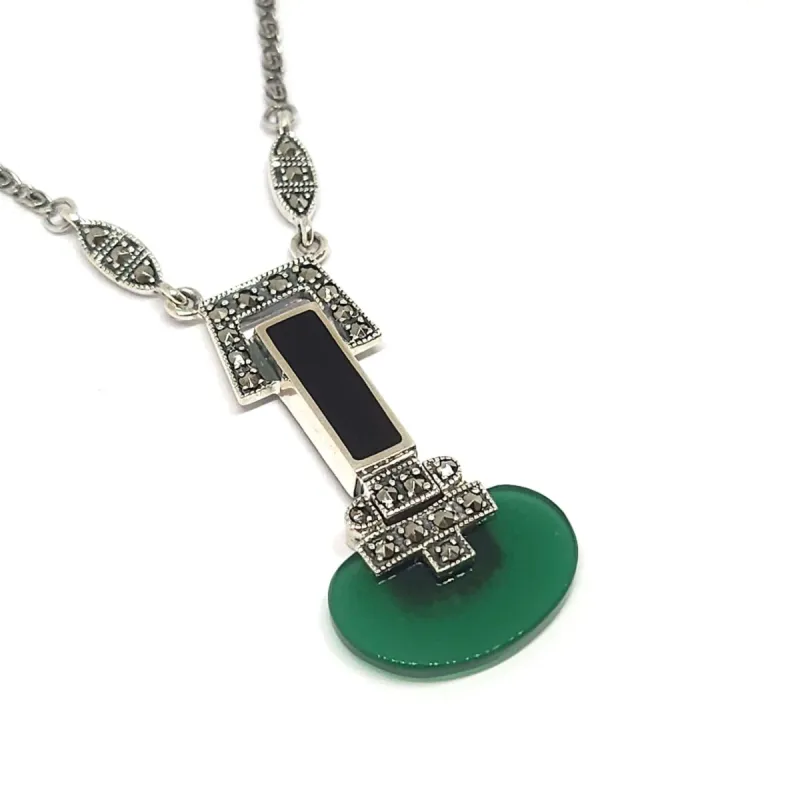 Collier vintage agate verte onyx sold by 58 Facettes