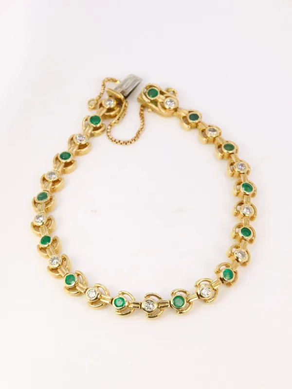 Bracelet vintage, diamants et émeraudes sold by 58 Facettes