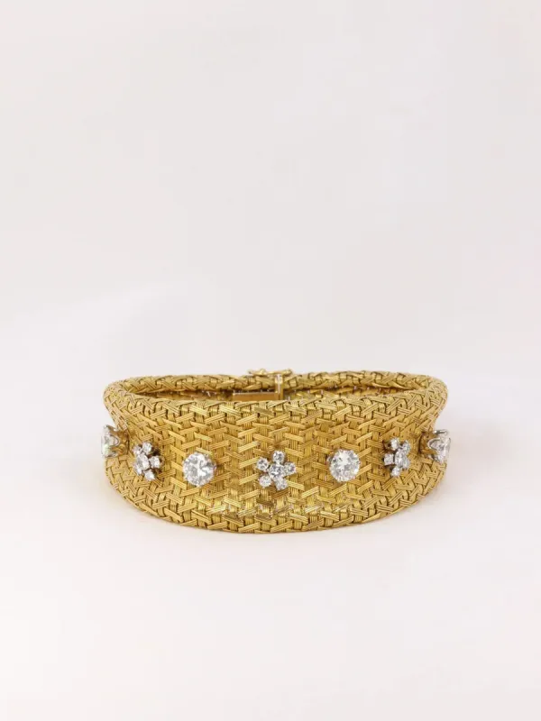 Bracelet vintage maille tressée diamants sold by 58 Facettes
