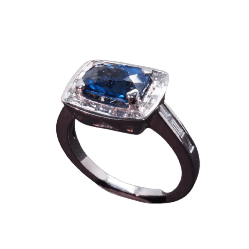Bague saphir diamants sold by 58 Facettes