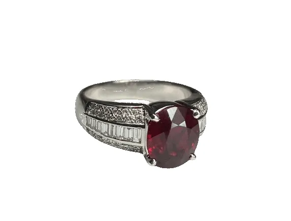 BAGUE OR BLANC RUBIS ET DIAMANTS sold by 58 Facettes product image thumbnail 3