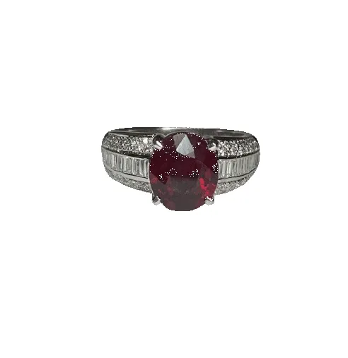 BAGUE OR BLANC RUBIS ET DIAMANTS sold by 58 Facettes